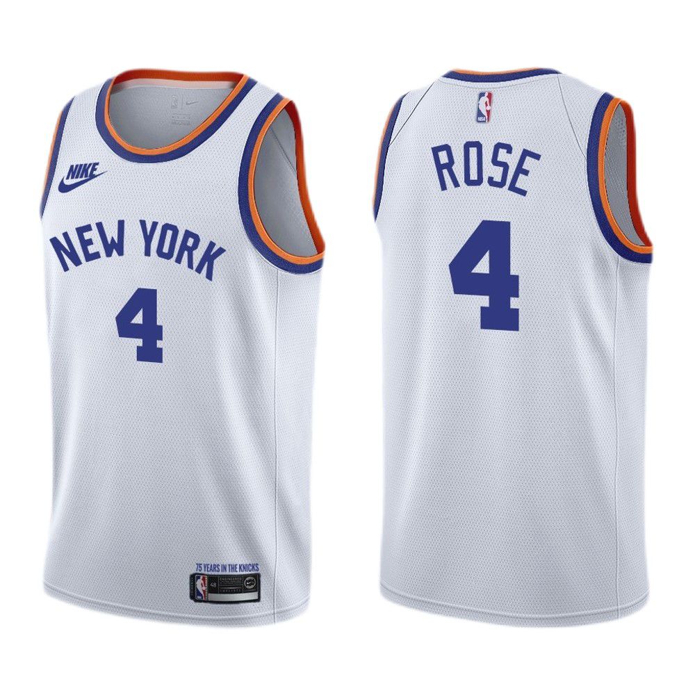 Men's New York Knicks Derrick Rose #4 White 2021/22 Swingman Jersey - Classic Edition-Pro Kit Vault | Brand New 26/27 Sports Jerseys